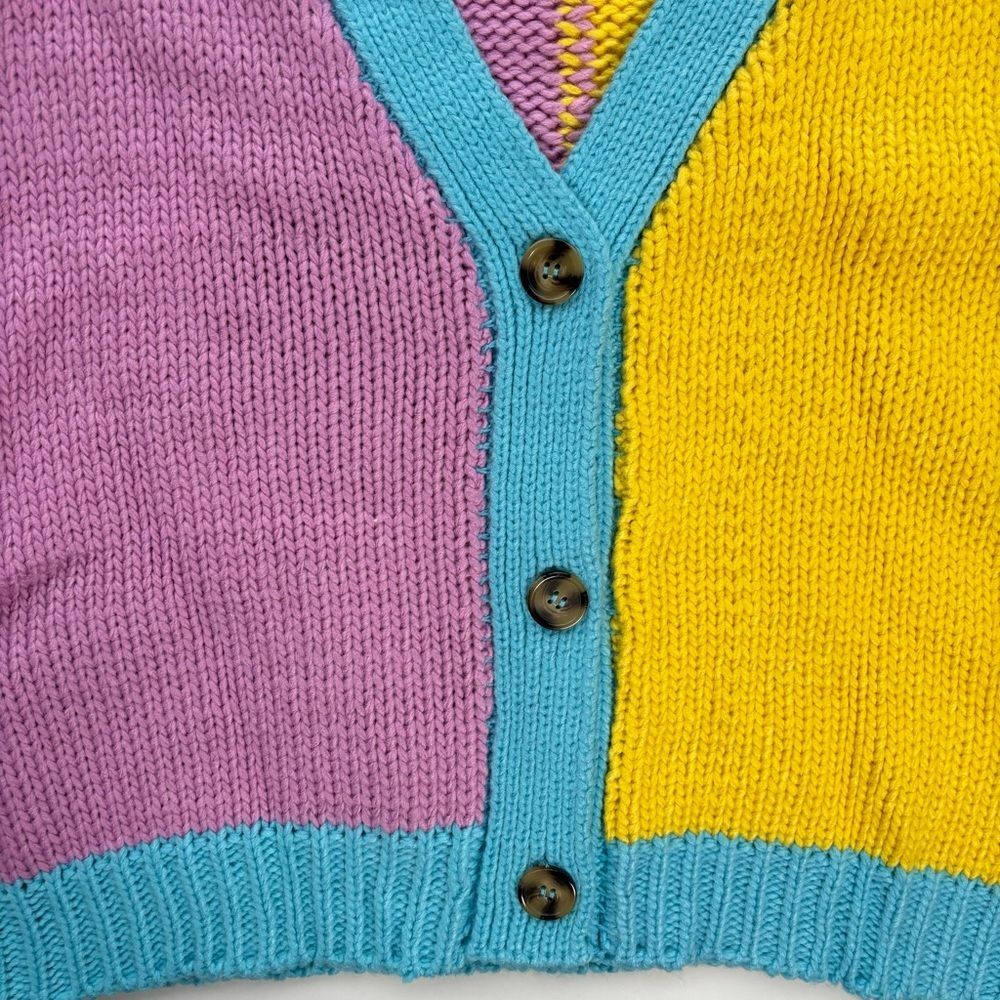Forever 21 Multicolor Colorblock Cropped Knit Cardigan Sweater - Size 3x - NWOT - Picture 3 of 7
